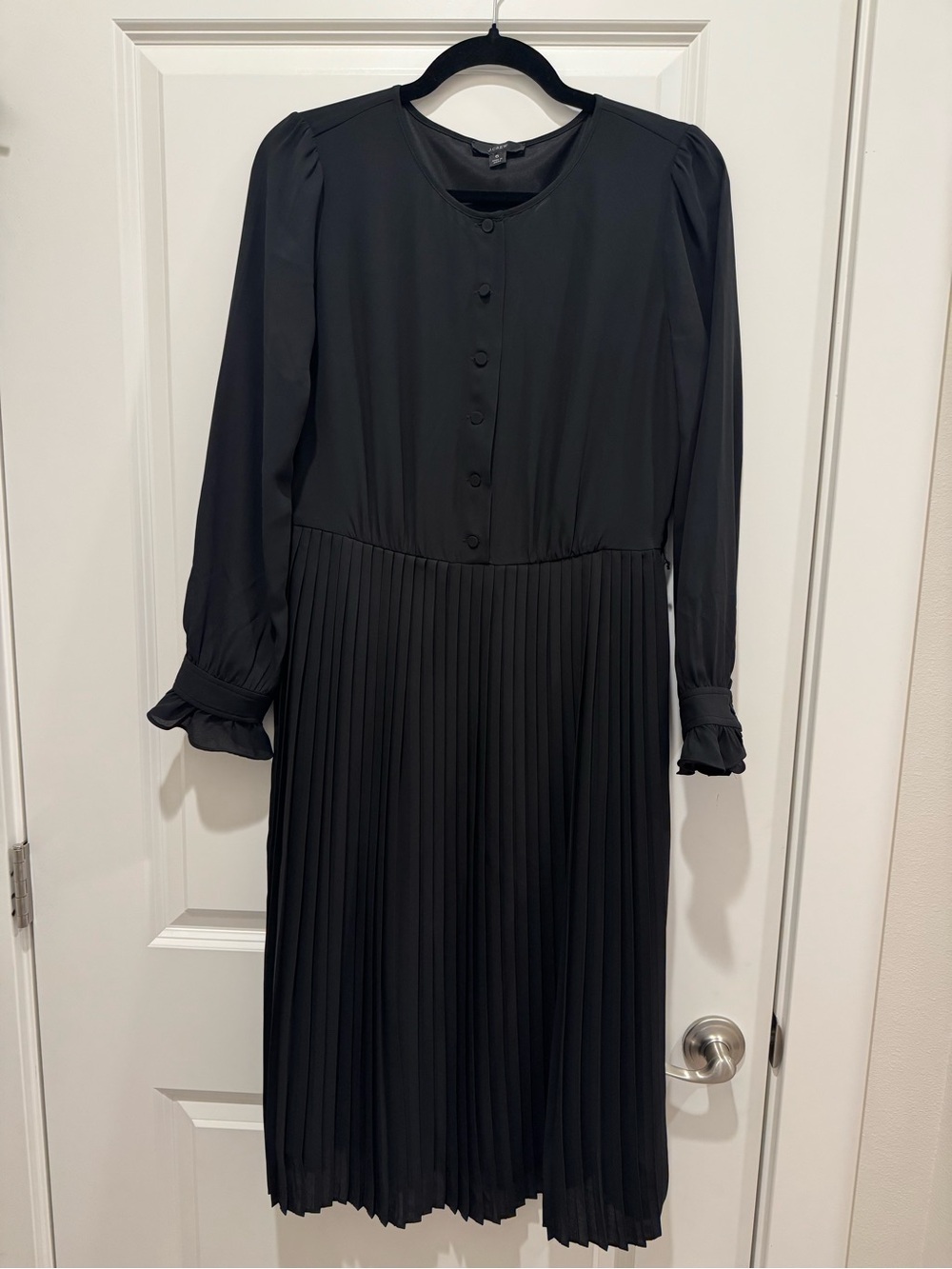 J Crew Classic Black Pleated Midi Dress - Women's